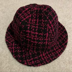 Pink Plaid Wool Cloche Hat
